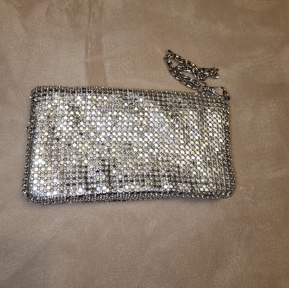 Nordstrom Silver Tones Mesh Clutch wristlet